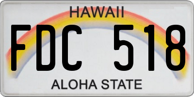 HI license plate FDC518