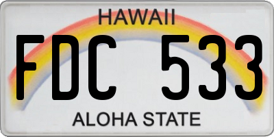 HI license plate FDC533