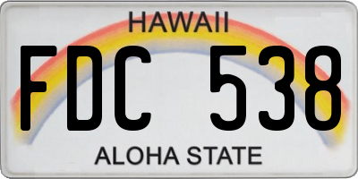 HI license plate FDC538