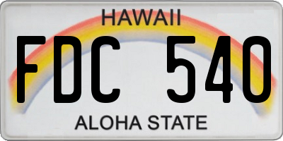 HI license plate FDC540