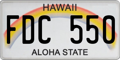 HI license plate FDC550