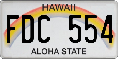 HI license plate FDC554