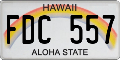 HI license plate FDC557