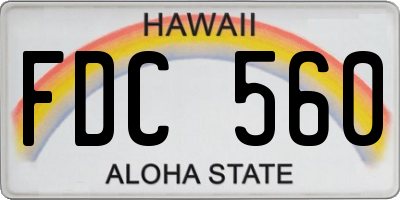 HI license plate FDC560