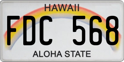 HI license plate FDC568