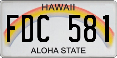 HI license plate FDC581