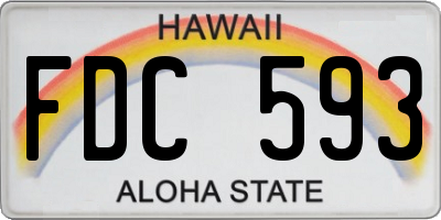 HI license plate FDC593