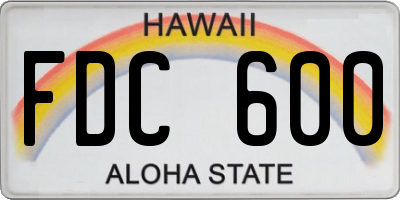 HI license plate FDC600