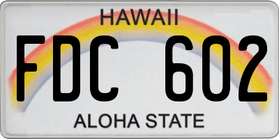 HI license plate FDC602