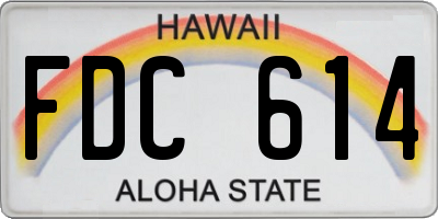 HI license plate FDC614