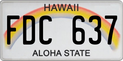 HI license plate FDC637