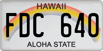 HI license plate FDC640