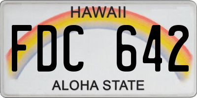 HI license plate FDC642