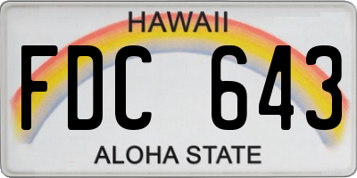HI license plate FDC643