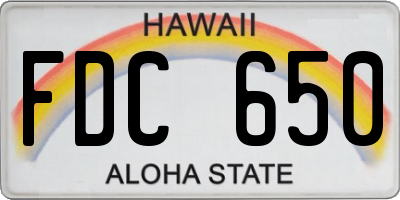 HI license plate FDC650