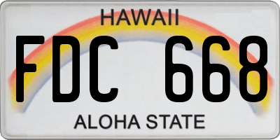 HI license plate FDC668