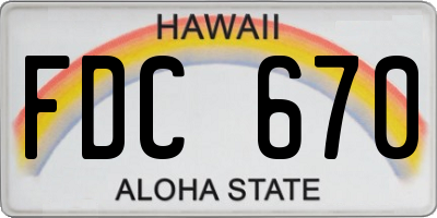HI license plate FDC670