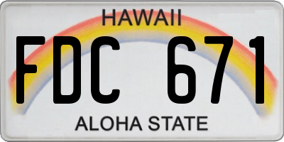 HI license plate FDC671