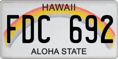 HI license plate FDC692