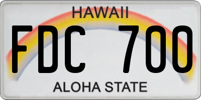 HI license plate FDC700