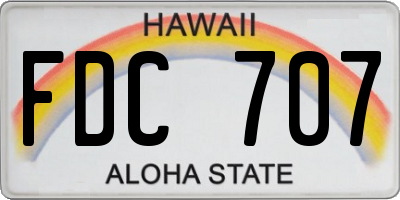 HI license plate FDC707