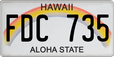 HI license plate FDC735