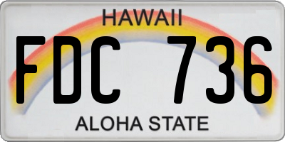 HI license plate FDC736