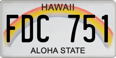 HI license plate FDC751