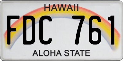 HI license plate FDC761