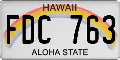 HI license plate FDC763