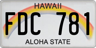 HI license plate FDC781