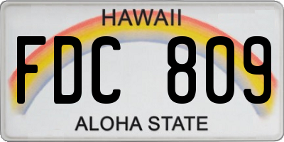 HI license plate FDC809