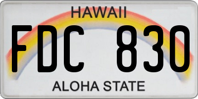 HI license plate FDC830