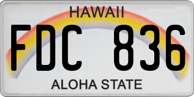 HI license plate FDC836