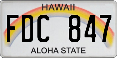 HI license plate FDC847