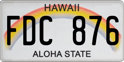 HI license plate FDC876