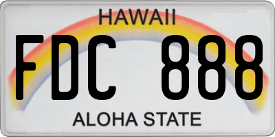HI license plate FDC888