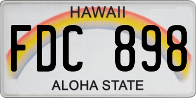 HI license plate FDC898