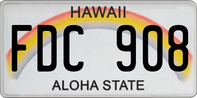 HI license plate FDC908