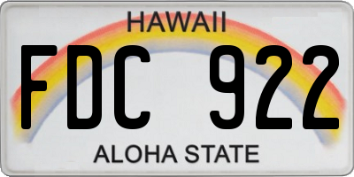 HI license plate FDC922