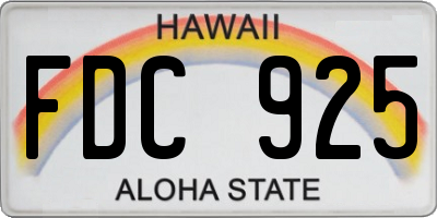 HI license plate FDC925