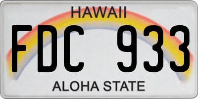HI license plate FDC933