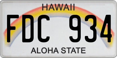 HI license plate FDC934