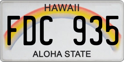 HI license plate FDC935