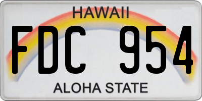 HI license plate FDC954