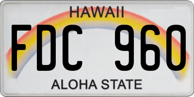 HI license plate FDC960