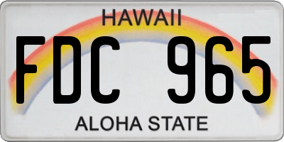 HI license plate FDC965