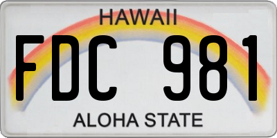 HI license plate FDC981