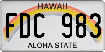 HI license plate FDC983