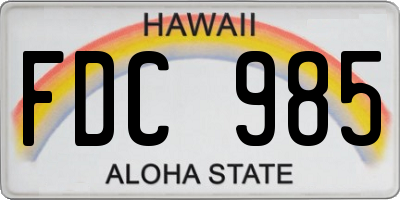 HI license plate FDC985